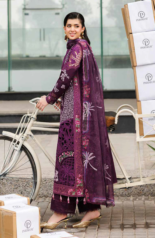 Monaco by Parishay Luxury Embroidered Lawn Unstitched 3 Piece Suit - MN-12 - PS26MNC - Purple - Summer Collection