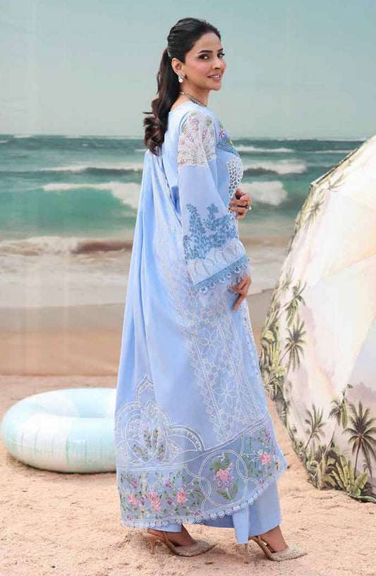 Monaco by Parishay Luxury Embroidered Lawn Unstitched 3 Piece Suit - MN-11 - PS26MNC - Sky Blue - Summer Collection