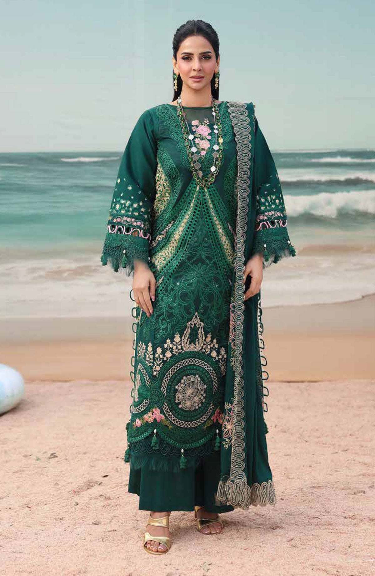 Monaco by Parishay Luxury Embroidered Lawn Unstitched 3 Piece Suit - MN-09 - PS26MNC - Green - Summer Collection