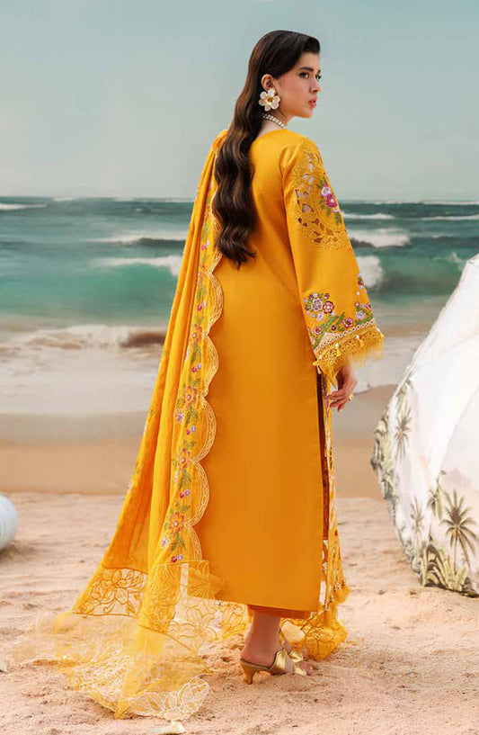Monaco by Parishay Luxury Embroidered Lawn Unstitched 3 Piece Suit - MN-08 - PS26MNC - Mustard - Summer Collection