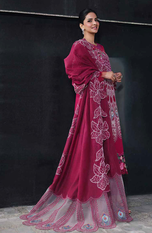 Monaco by Parishay Luxury Embroidered Lawn Unstitched 3 Piece Suit - MN-07 - PS26MNC - Pink - Summer Collection