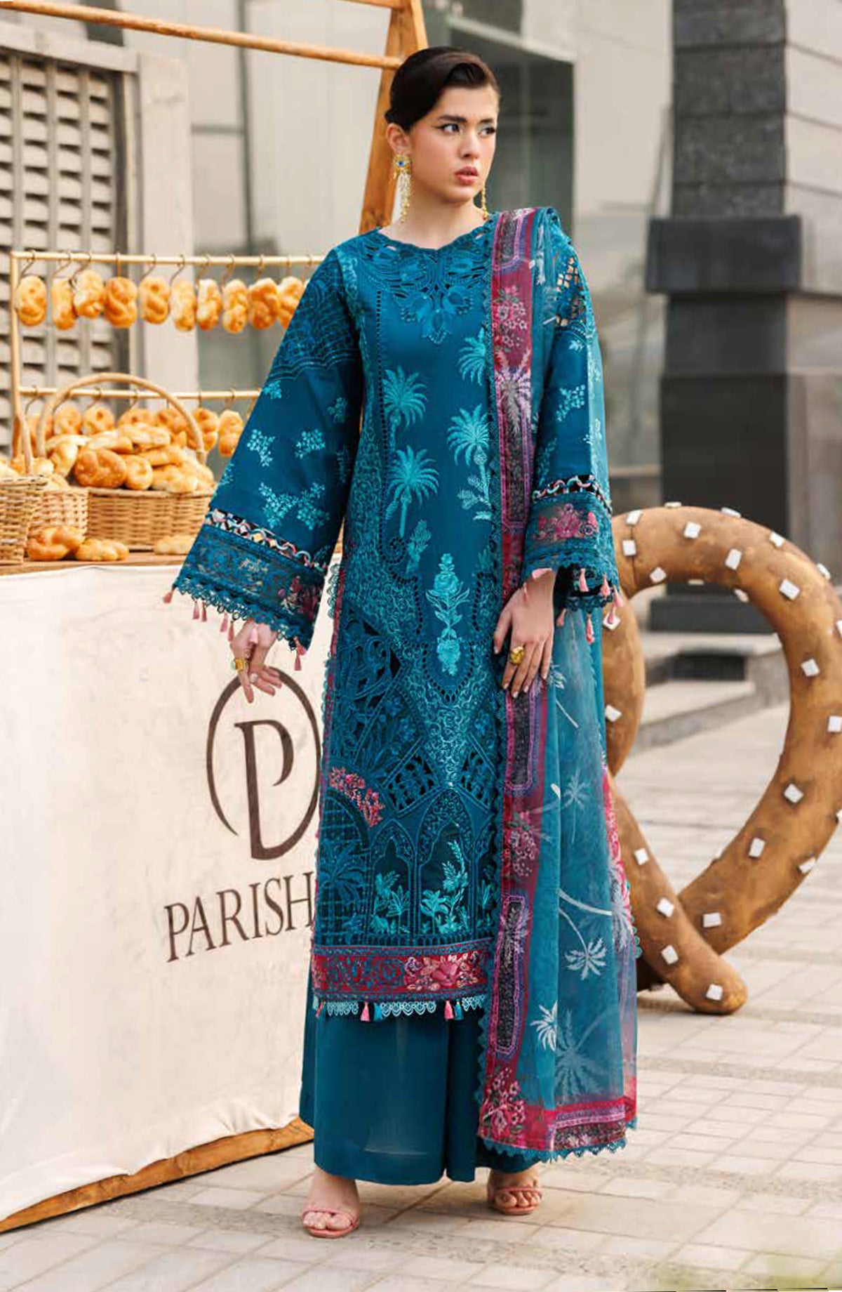 Monaco by Parishay Luxury Embroidered Lawn Unstitched 3 Piece Suit - MN-04 - PS26MNC - Blue - Summer Collection