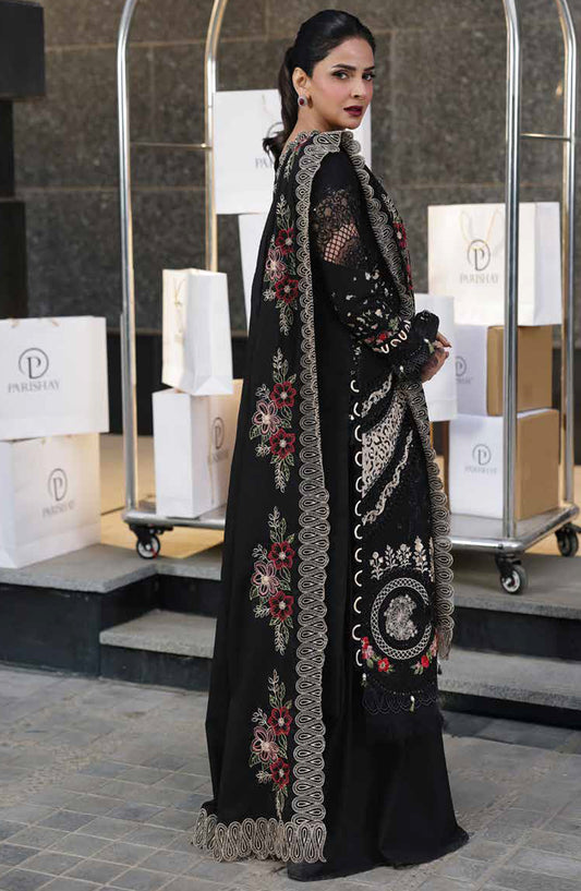 Monaco by Parishay Luxury Embroidered Lawn Unstitched 3 Piece Suit - MN-03 - PS26MNC - Black - Summer Collection