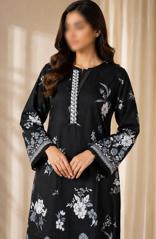 Monochrome Printed Lawn Stitched 3 Piece Suit - AKMP-02 - AM26MCH - Black - Summer Collection