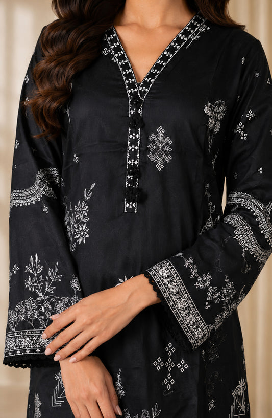 Monochrome Printed Lawn Stitched 3 Piece Suit - AKMP-03 - AM26MCH - Black - Summer Collection