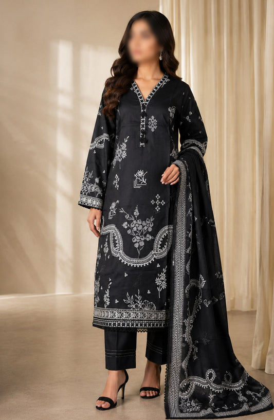Monochrome Printed Lawn Stitched 3 Piece Suit - AKMP-03 - AM26MCH - Black - Summer Collection