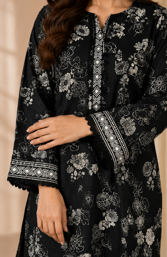Monochrome Printed Lawn Stitched 3 Piece Suit - AKMP-06 - AM26MCH - Black - Summer Collection