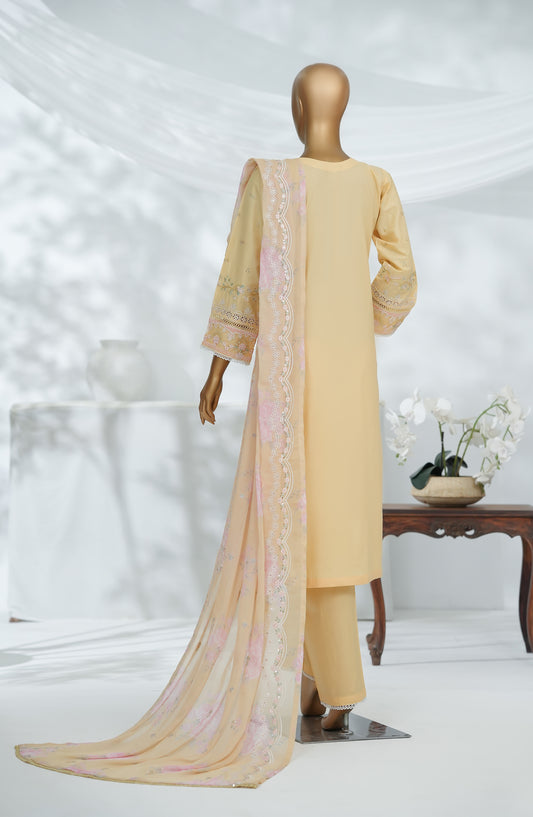 Morich by Amna Khadija Embroidered Cotton Stitched 3 Piece Suit - Rang e Haya-A - AM25RIC - Yellow - Luxury Festive Collection
