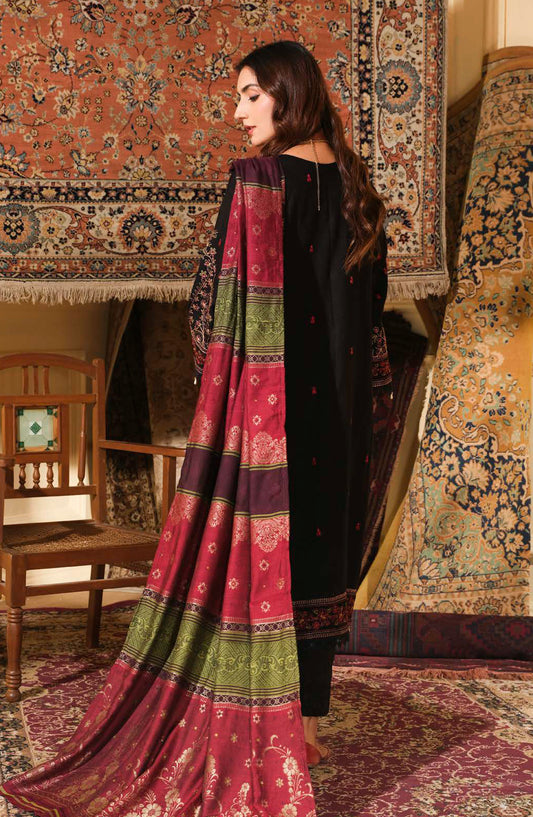 Morpankh by Johra Embroidered Winter Fabric Unstitched 3 Piece Suit - JH-826 - JH25MORP - Black - Winter Collection