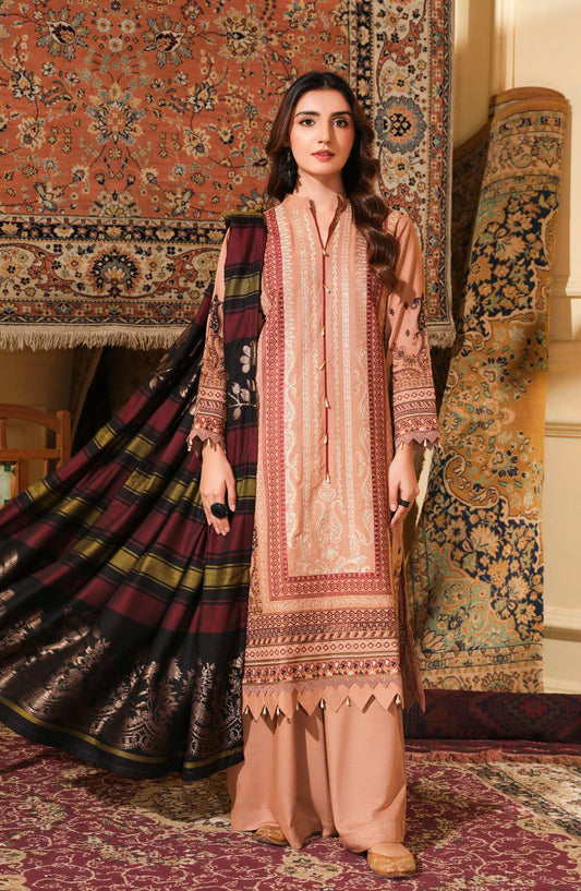 Morpankh by Johra Embroidered Winter Fabric Unstitched 3 Piece Suit - JH-825 - JH25MORP - Pink - Winter Collection