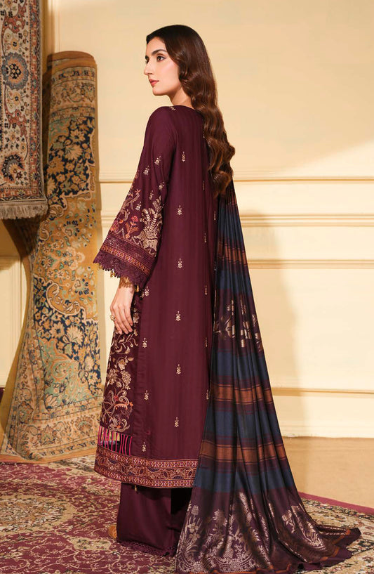 Morpankh by Johra Embroidered Winter Fabric Unstitched 3 Piece Suit - JH-824 - JH25MORP - Purple - Winter Collection