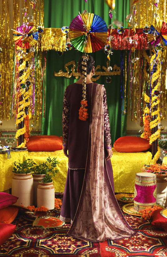 Casual Lite Mubarak Embroidered Silk Viscose Stitched 3 Piece Suit - 06 Mahgul - CL26MRK - Purple - Festive Collection