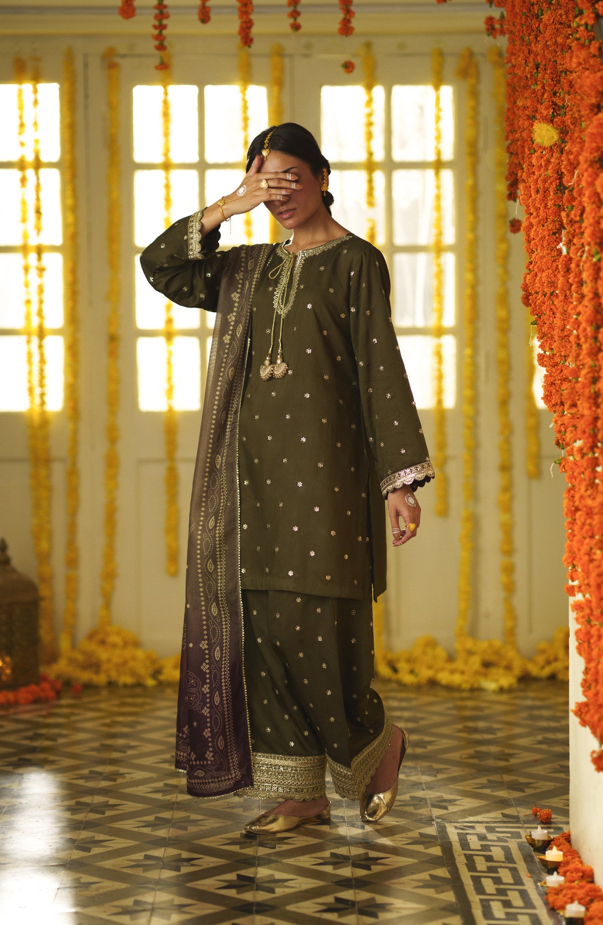 Casual Lite Mubarak Embroidered Silk Viscose Stitched 3 Piece Suit - 03 Mehreen - CL26MRK - Green - Festive Collection