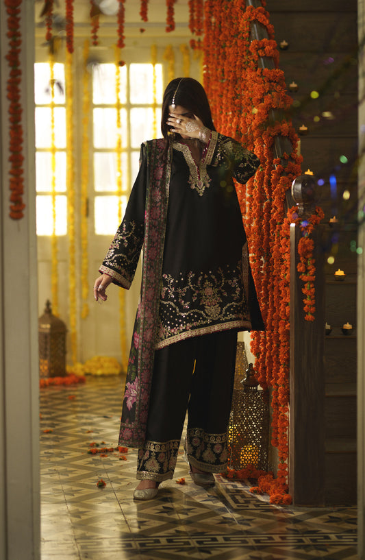 Casual Lite Mubarak Embroidered Silk Viscose Stitched 3 Piece Suit - 04 Zarveen - CL26MRK - Purple - Festive Collection