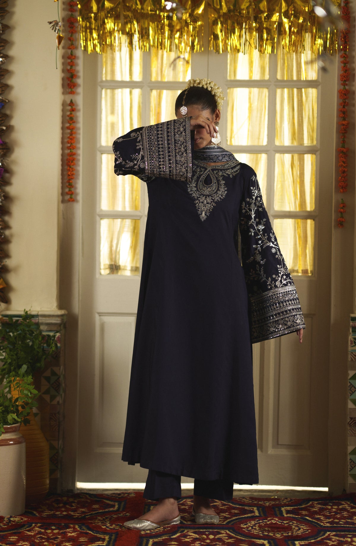 Casual Lite Mubarak Embroidered Silk Viscose Stitched 3 Piece Suit - 07 Sitara - CL26MRK - Blue - Festive Collection