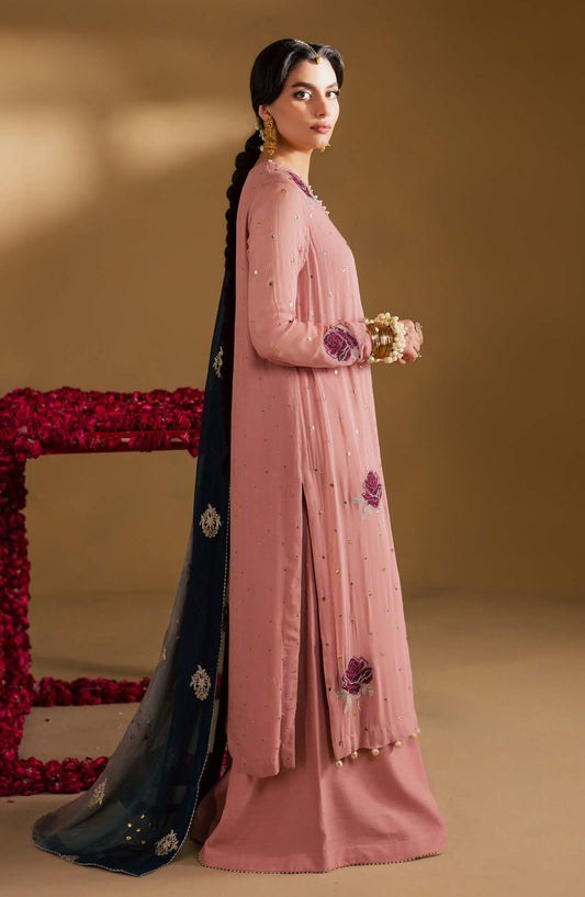 Mukeshkari by Nureh Embroidered Chiffon Unstitched 3 Piece Suit - MK-14 - NU25MSHK - Pink - Luxury Collection