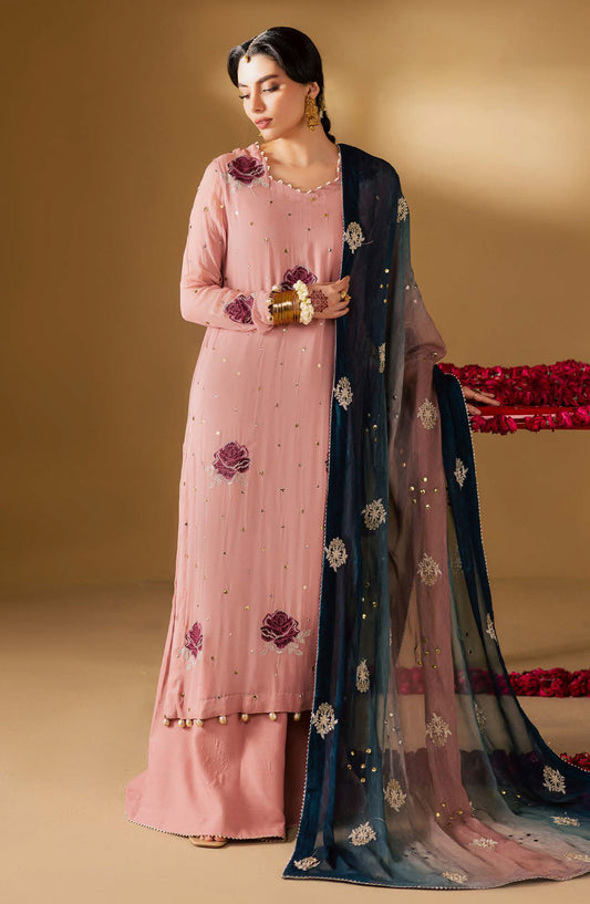 Mukeshkari by Nureh Embroidered Chiffon Unstitched 3 Piece Suit - MK-14 - NU25MSHK - Pink - Luxury Collection