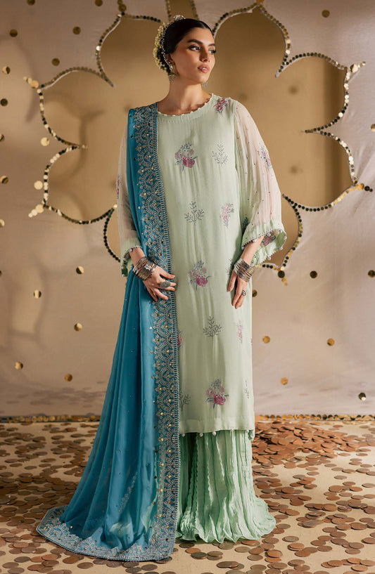 Mukeshkari by Nureh Embroidered Chiffon Unstitched 3 Piece Suit - MK-13 - NU25MSHK - Pista Green - Luxury Collection