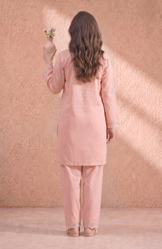 Mulaqaat by Amna Khadija Embroidered Cotton Cambric Stitched 2 Piece Co-ord Set - AKMEC-02 - AM26MULQ - Pink - Summer Collection