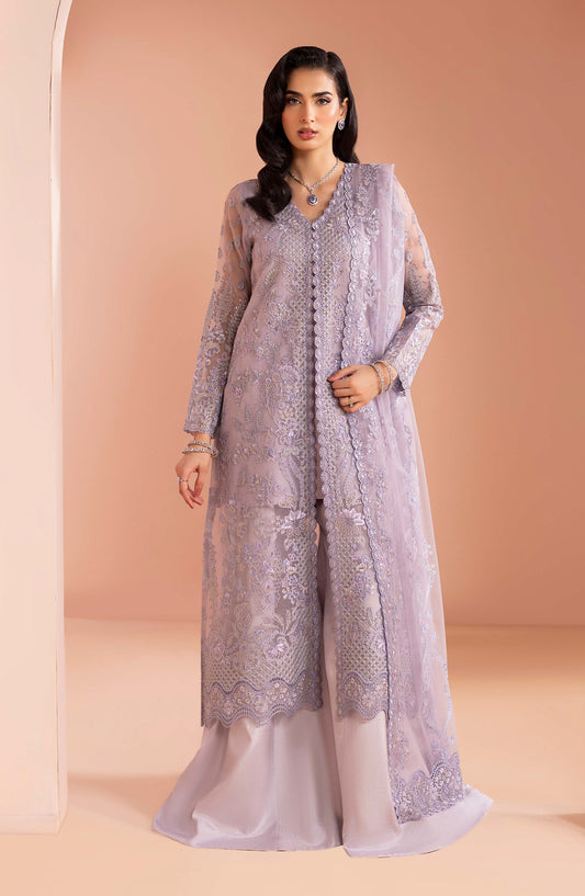 Murawat by Lavish Premium Luxury Embroidered Chiffon Unstitched 3 Piece Suit - D-10 - LP25MRW - Purple - Formals Collection