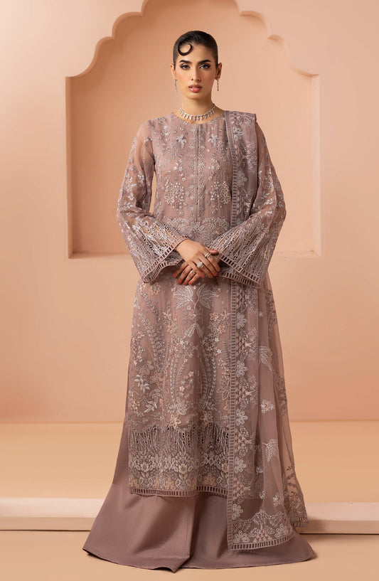 Murawat by Lavish Premium Luxury Embroidered Chiffon Unstitched 3 Piece Suit - D-09 - LP25MRW - Pink - Formals Collection