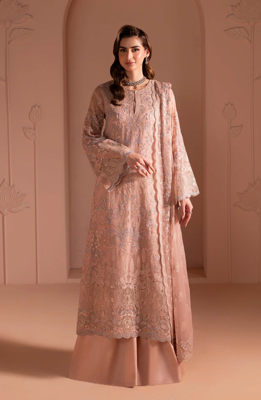 Murawat by Lavish Premium Luxury Embroidered Chiffon Unstitched 3 Piece Suit - D-07 - LP25MRW - Pink - Formals Collection