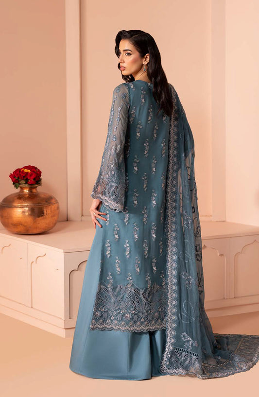 Murawat by Lavish Premium Luxury Embroidered Chiffon Unstitched 3 Piece Suit - D-06 - LP25MRW - Teal - Formals Collection