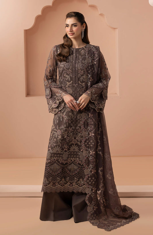 Murawat by Lavish Premium Luxury Embroidered Chiffon Unstitched 3 Piece Suit - D-05 - LP25MRW - Grey - Formals Collection