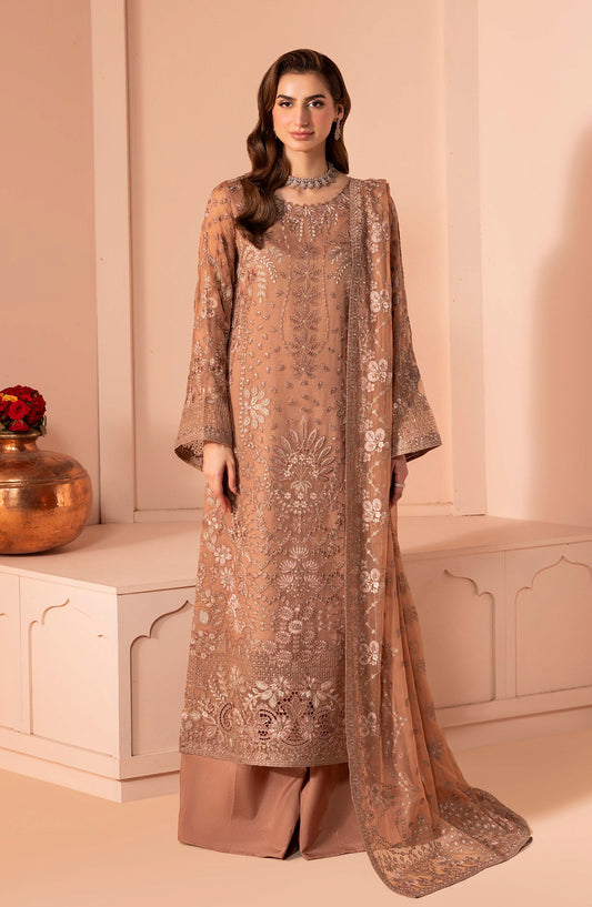 Murawat by Lavish Premium Luxury Embroidered Chiffon Unstitched 3 Piece Suit - D-03 - LP25MRW - Beige - Formals Collection