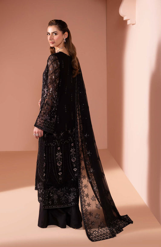 Murawat by Lavish Premium Luxury Embroidered Chiffon Unstitched 3 Piece Suit - D-02 - LP25MRW - Black - Formals Collection