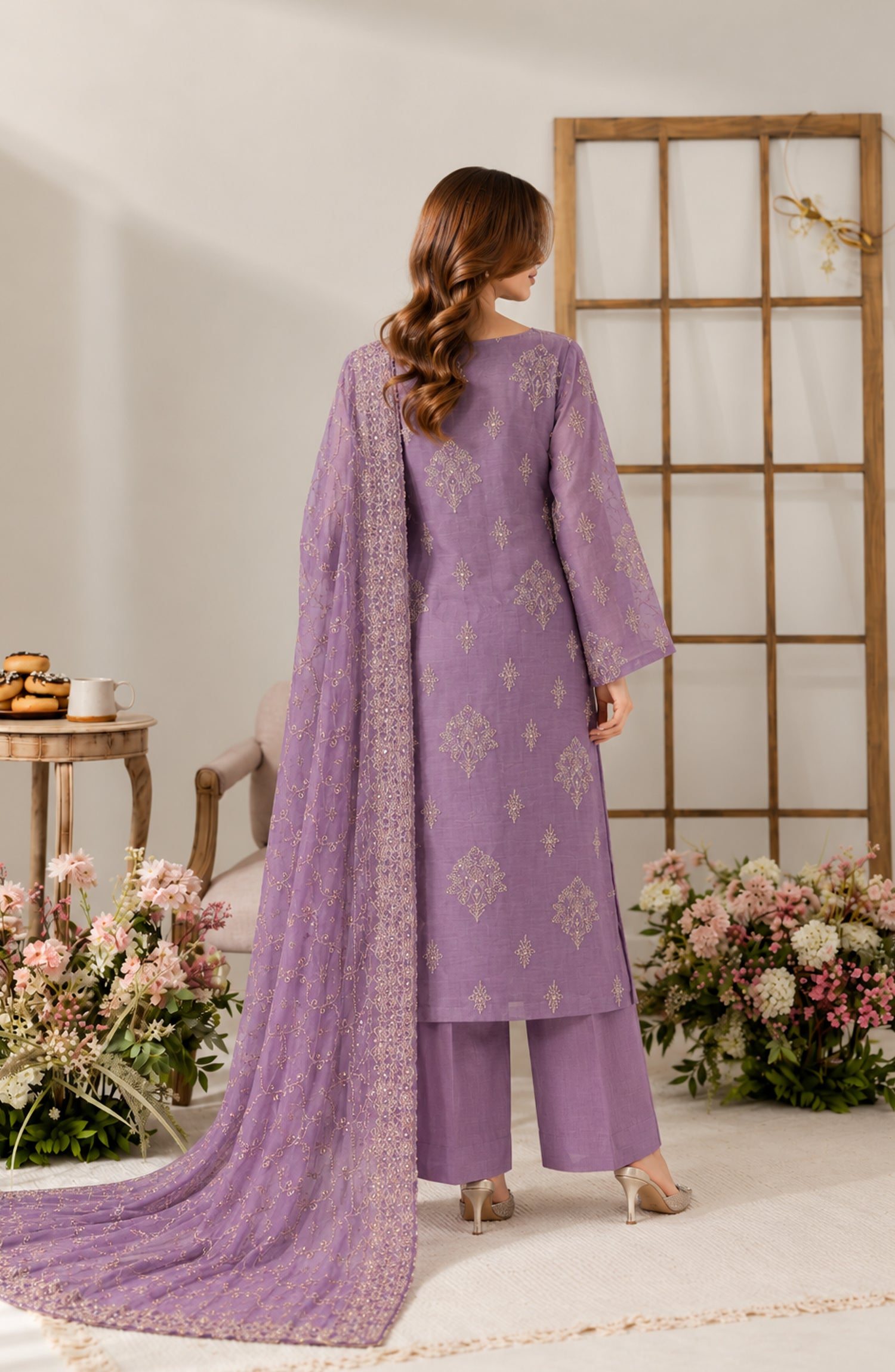 Muse by Amna Khadija Embroidered Silk Unstitched 3 Piece Suit - AKMF-19 - AM26MST - Purple - Formal Collection