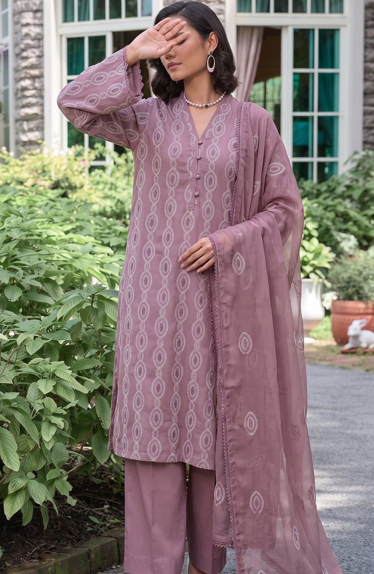 Muse by Amna Khadija Embroidered Cambric Unstitched 3 Piece Suit - AKMF-02 - AM26MSE - Purple - Formals Collection