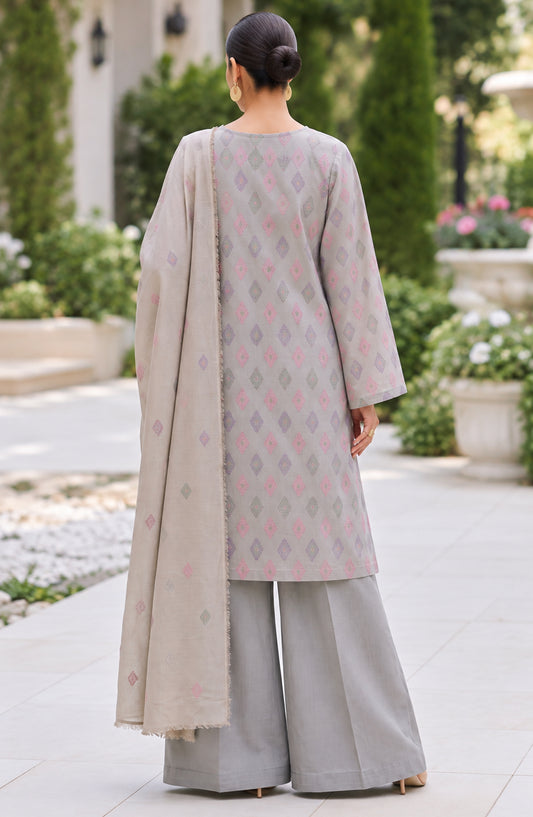 Muse by Amna Khadija Embroidered Cambric Unstitched 3 Piece Suit - AKMF-03 - AM26MSE - Grey - Formals Collection