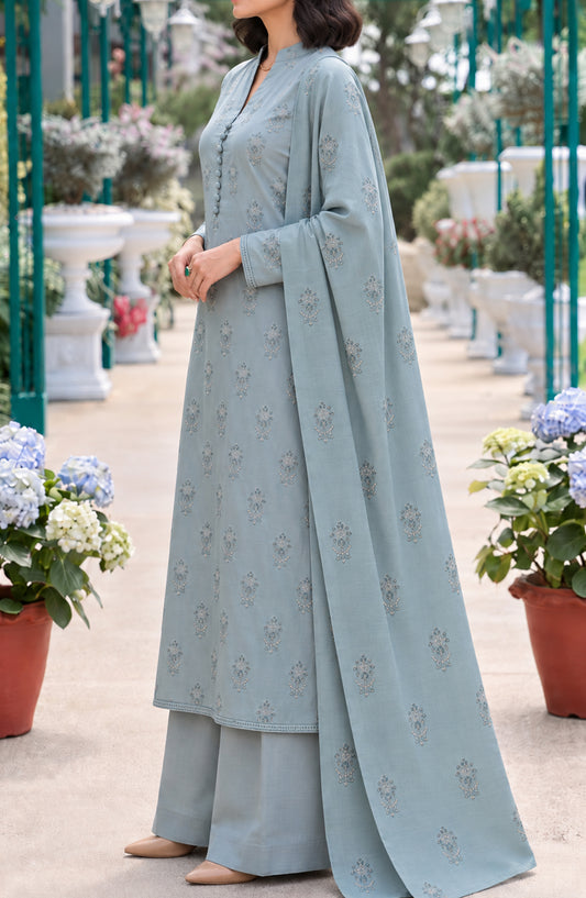 Muse by Amna Khadija Embroidered Cambric Unstitched 3 Piece Suit - AKMF-04 - AM26MSE - Blue - Formals Collection