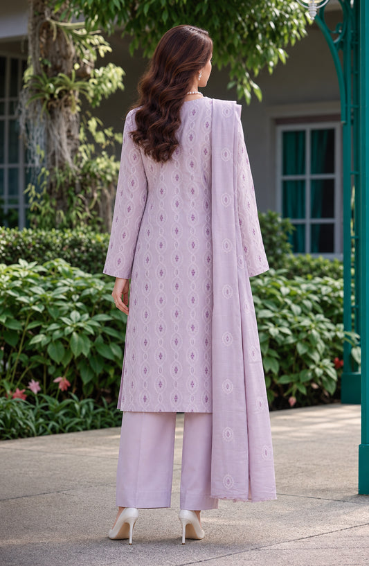 Muse by Amna Khadija Embroidered Cambric Unstitched 3 Piece Suit - AKMF-06 - AM26MSE - Purple - Formals Collection