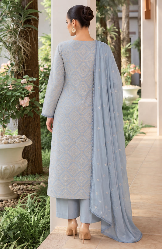 Muse by Amna Khadija Embroidered Cambric Unstitched 3 Piece Suit - AKMF-07 - AM26MSE - Blue - Formals Collection