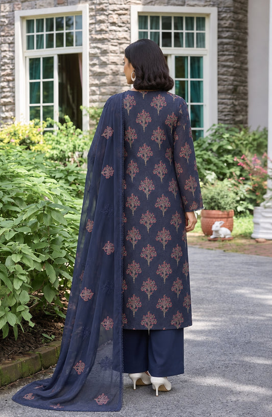 Muse by Amna Khadija Embroidered Cambric Unstitched 3 Piece Suit - AKMF-09 - AM26MSE - Blue - Formals Collection