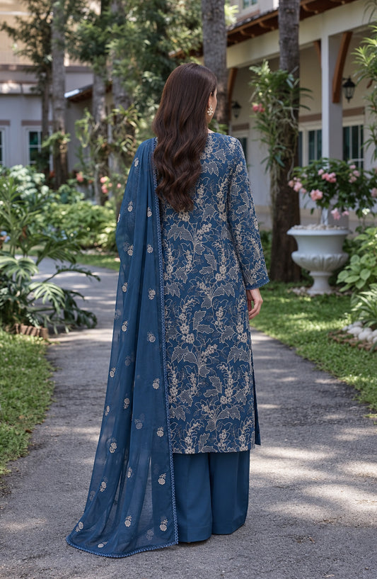 Muse by Amna Khadija Embroidered Cambric Unstitched 3 Piece Suit - AKMF-10 - AM26MSE - Green - Formals Collection