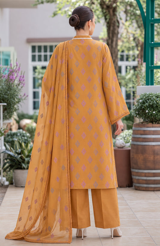 Muse by Amna Khadija Embroidered Cambric Unstitched 3 Piece Suit - AKMF-11 - AM26MSE - Mustard - Formals Collection
