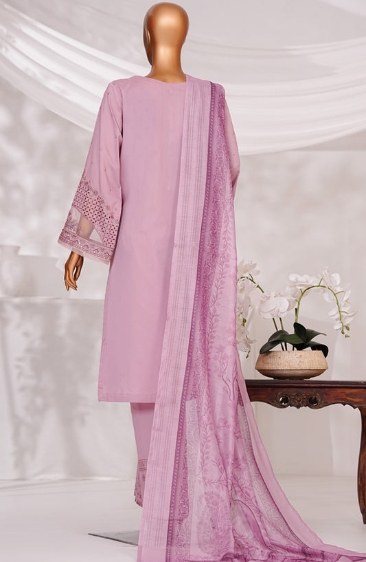 Muse by HZ Textile Embroidered Cotton Self Jacquard Stitched 3 Piece Suit - SSJ-2504 - HZ25MSCT - Pink - Summer Collection
