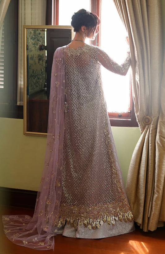 Mushq Stardust Embroidered Net Unstitched 3 Piece Suit - D5-First Forever - MQ26SRD - Lilac - Wedding Collection