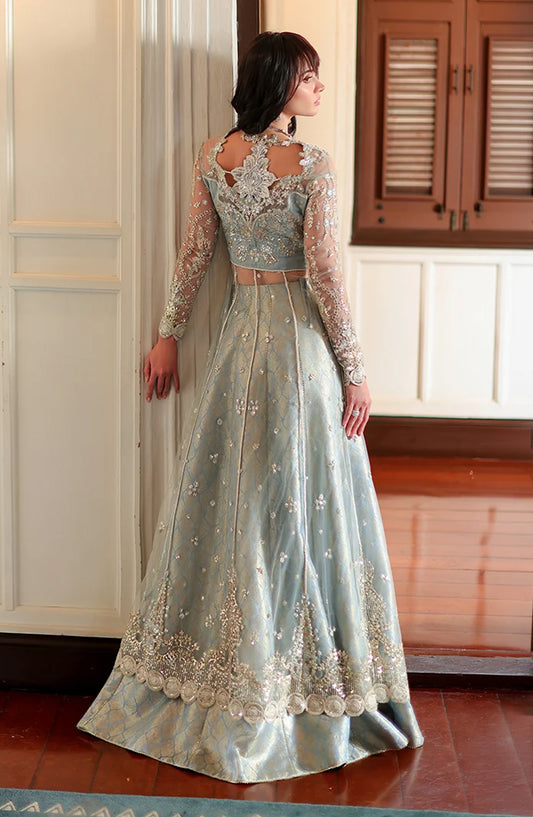 Mushq Stardust Embroidered Net Unstitched 3 Piece Suit - D6-Endless Us - MQ26SRD - Blue - Wedding Collection