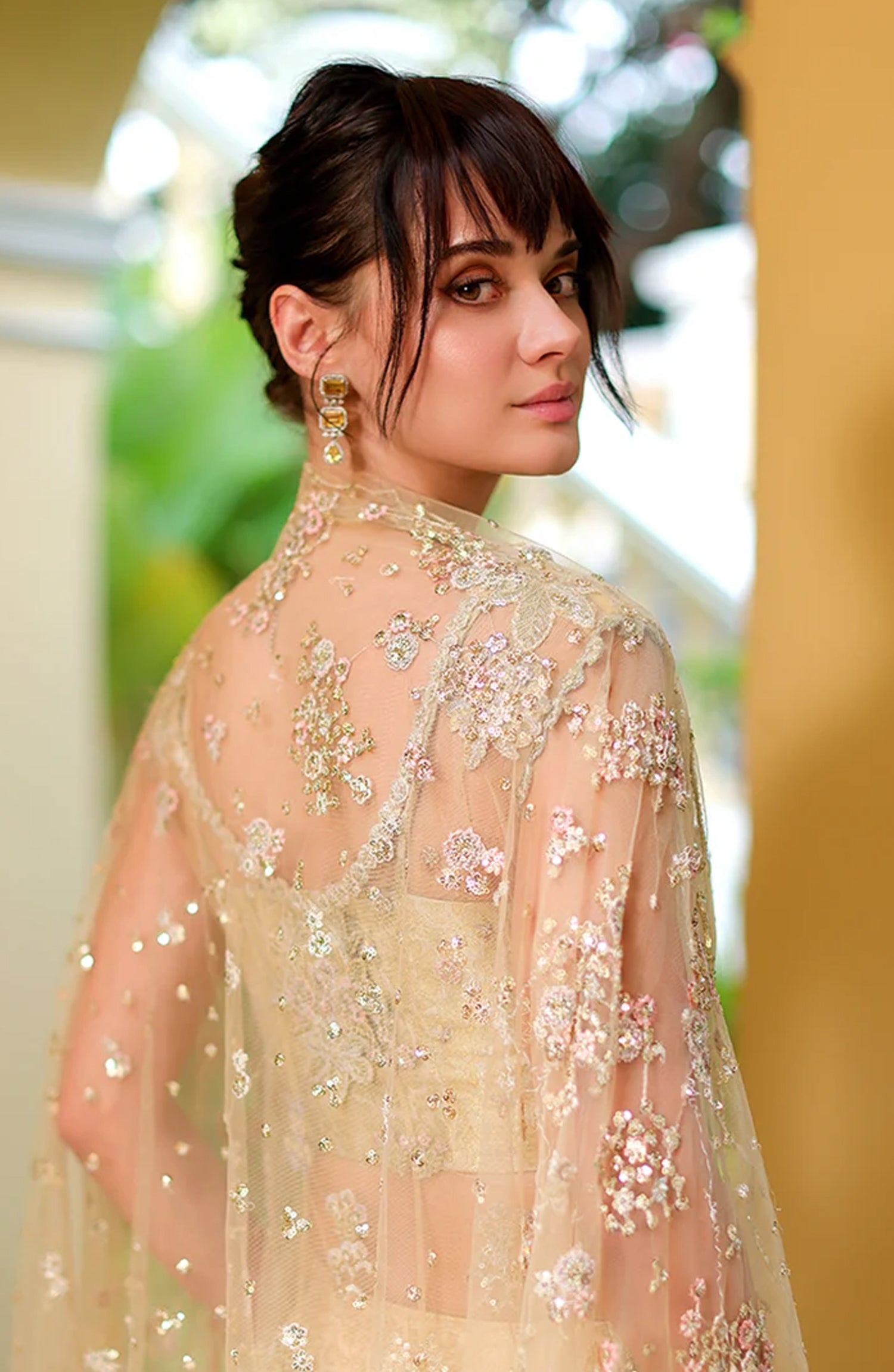 Mushq Stardust Embroidered Net Unstitched 3 Piece Suit - D8-Love's Legacy - MQ26SRD - Yellow - Wedding Collection
