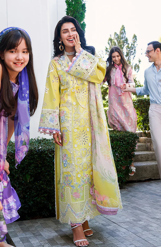 Mushq A Moi Held by Love Luxury Embroidered Lawn Unstitched 3 Piece Suit - Tender Whisper - MQ26MOI - Yellow - Summer Collection
