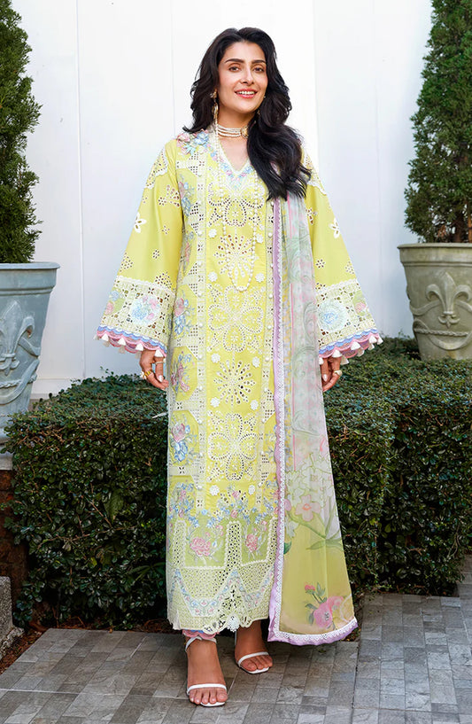 Mushq A Moi Held by Love Luxury Embroidered Lawn Unstitched 3 Piece Suit - Tender Whisper - MQ26MOI - Yellow - Summer Collection