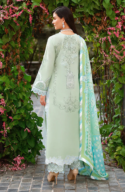 Mushq A Moi Held by Love Luxury Embroidered Lawn Unstitched 3 Piece Suit - Love Escape - MQ26MOI - Mint Green - Summer Collection