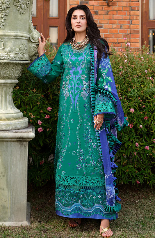 Mushq A Moi Held by Love Luxury Embroidered Lawn Unstitched 3 Piece Suit - Blooming Romance - MQ26MOI - Green - Summer Collection