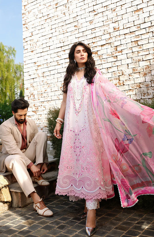 Mushq A Moi Held by Love Luxury Embroidered Lawn Unstitched 3 Piece Suit - Silent Dreamer - MQ26MOI - Pink - Summer Collection