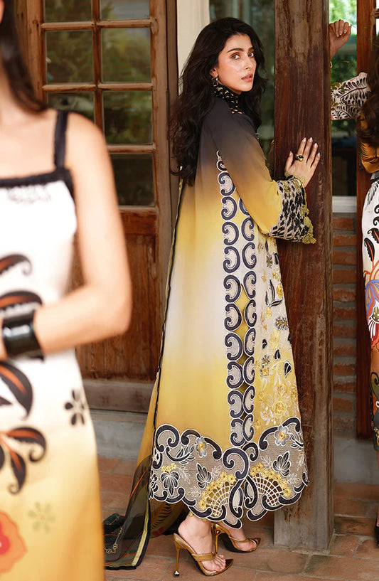 Mushq A Moi Held by Love Luxury Embroidered Lawn Unstitched 3 Piece Suit - Timeless Charm - MQ26MOI - Mustard - Summer Collection