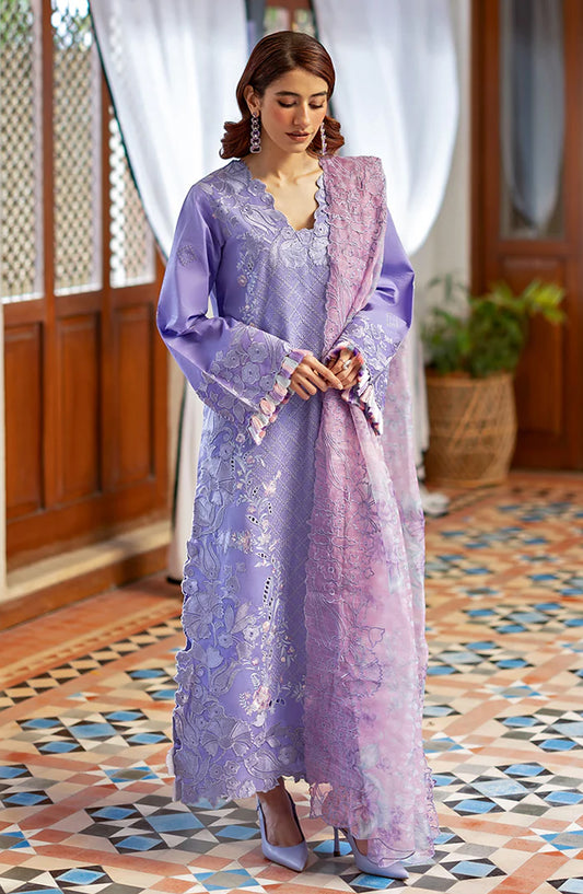 Mushq Astoria Embroidered Lawn Unstitched 3 Piece Suit - Noctelle - MQ26AST - Lilac - Festive Collection